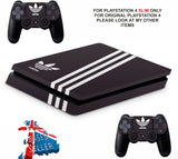 ADIDAS BLACK & WHITE STRIPES PS4 SLIM *TEXTURED VINYL ! *PROTECTIVE SKINS DECALS WRAP