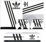 ADIDAS WHITE & BLACK XBOX ONE S (SLIM) *TEXTURED VINYL ! * PROTECTIVE SKIN DECAL WRAP