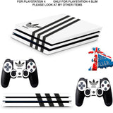 ADIDAS WHITE & BLACK PS4 PRO SKINS DECALS (PS4 PRO VERSION) TEXTURED VINYL
