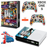 GTA 5 (2) XBOX ONE S (SLIM) *TEXTURED VINYL ! * PROTECTIVE SKIN DECAL WRAP