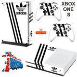 ADIDAS WHITE & BLACK XBOX ONE S (SLIM) *TEXTURED VINYL ! * PROTECTIVE SKIN DECAL WRAP