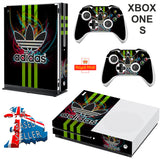 ADIDAS GREEN STRIPE XBOX ONE S (SLIM) *TEXTURED VINYL ! * PROTECTIVE SKIN DECAL WRAP