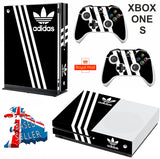 ADIDAS BLACK & WHITE XBOX ONE S (SLIM) *TEXTURED VINYL ! * PROTECTIVE SKIN DECAL WRAP