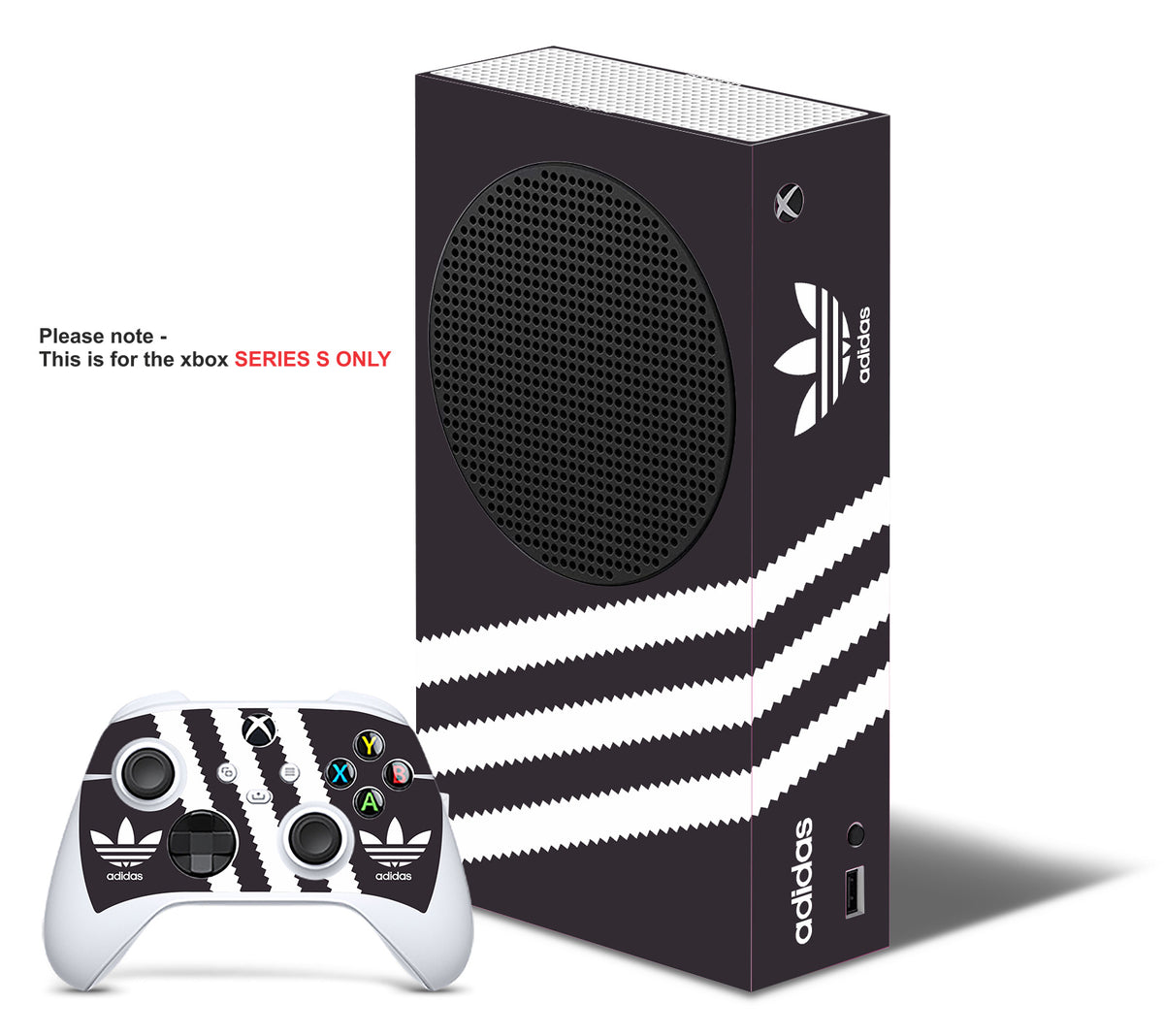 ADIDAS BLACK WHITE Xbox SERIES S TEXTURED VINYL SKINS DECALS ST NPRINTZ