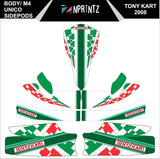 M4 TONY KART 2008 WITH UNICO SIDEPODS FULL KART STICKER KIT