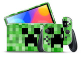 GREEN PIXELS NINTENDO SWITCH OLED *TEXTURED VINYL* ! SKINS DECALS WRAP