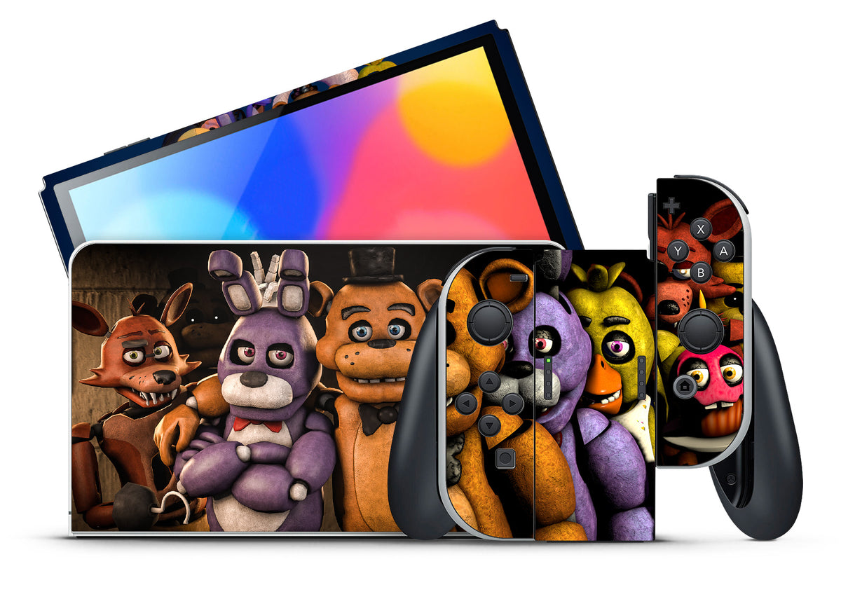 FIVE NIGHTS AT FREDDY'S NINTENDO SWITCH OLED *TEXTURED VINYL* SKINS  DECALS WRAP
