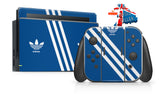 ADIDAS BLUE & WHITE NINTENDO SWITCH **TEXTURED VINYL ! *  SKINS DECALS WRAP