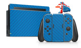BLUE CARBON EFFECT NINTENDO SWITCH **TEXTURED VINYL ! *  SKINS DECALS WRAP