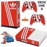 ADIDAS ORANGE XBOX ONE S (SLIM) *TEXTURED VINYL ! * PROTECTIVE SKIN DECAL WRAP