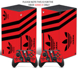 ADIDAS RED & BLACK Xbox SERIES X *TEXTURED VINYL ! * SKINS DECALS STICKERS