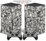 BLACK & WHITE STICKERBOMB Xbox SERIES X *TEXTURED VINYL ! * SKINS DECALS STICKERS WRAP