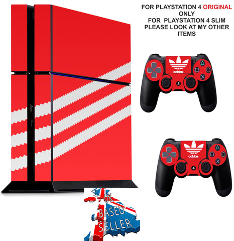 ADIDAS ORANGE PS4 *TEXTURED VINYL ! * PROTECTIVE SKINS DECAL WRAP STICKERS