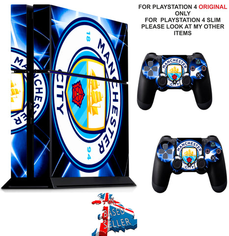 MANCHESTER CITY PS4 *TEXTURED VINYL ! * PROTECTIVE SKINS DECAL WRAP STICKERS