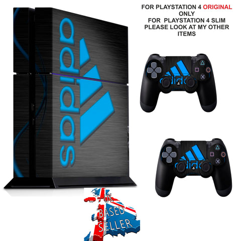 ADIDAS BLACK & BLUE PS4 *TEXTURED VINYL ! * PROTECTIVE SKINS DECAL WRAP STICKERS