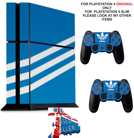 ADIDAS BLUE & WHITE PS4 *TEXTURED VINYL ! * PROTECTIVE SKINS DECAL WRAP STICKERS