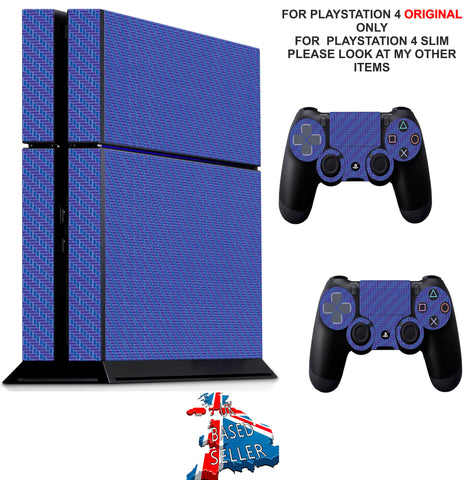 PURPLE/BLUE CARBON STYLE PS4 *TEXTURED VINYL ! * PROTECTIVE SKINS DECAL WRAP STICKERS