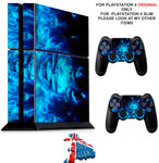 BLUE FLAMING SKULL PS4 *TEXTURED VINYL ! * PROTECTIVE SKINS DECAL WRAP STICKERS