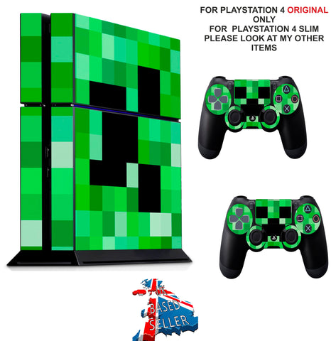 GREEN PIXELS PS4 *TEXTURED VINYL ! * PROTECTIVE SKINS DECAL WRAP STICKERS