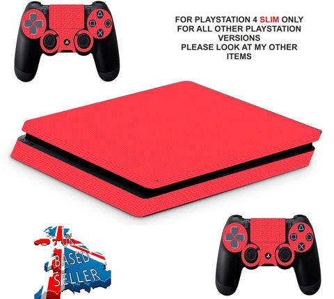 RED CARBON EFFECT PS4 SLIM *TEXTURED VINYL ! *PROTECTIVE SKINS DECALS WRAP