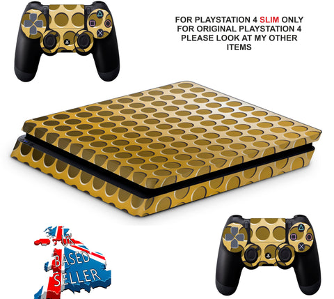 GOLD CIRCLE PS4 SLIM *TEXTURED VINYL ! *PROTECTIVE SKINS DECALS WRAP