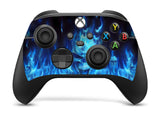 BLUE FLAMING SKULL Xbox SERIES X *TEXTURED VINYL ! * SKINS DECALS STICKERS WRAP