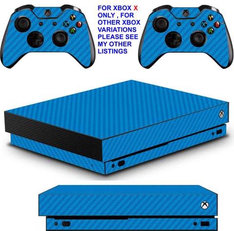 BLUE CARBON EFFECT XBOX ONE X *TEXTURED VINYL ! * PROTECTIVE SKINS DECALS STICKERS