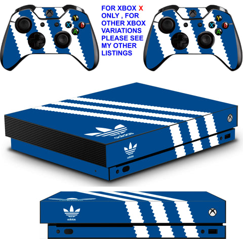 ADIDAS BLUE XBOX ONE X *TEXTURED VINYL ! * PROTECTIVE SKINS DECALS STICKERS