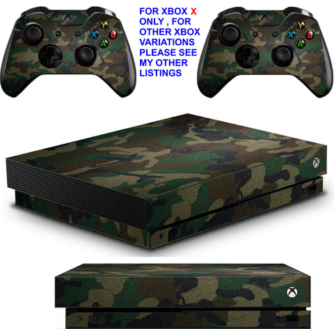 GREEN CAMO XBOX ONE X *TEXTURED VINYL ! * PROTECTIVE SKINS DECALS STICKERS