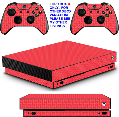 RED CARBON EFFECT XBOX ONE X *TEXTURED VINYL ! * PROTECTIVE SKINS DECALS STICKERS