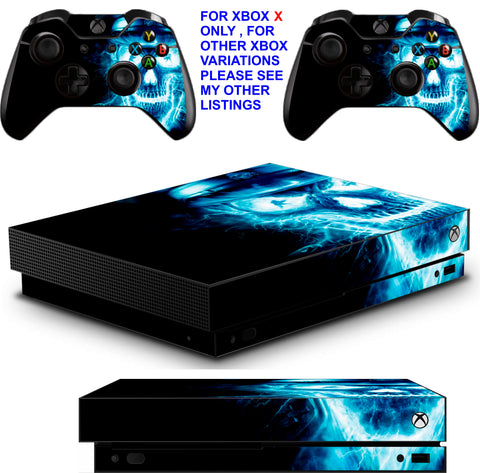 BLUE SKULL XBOX ONE X *TEXTURED VINYL ! * PROTECTIVE SKINS DECALS STICKERS