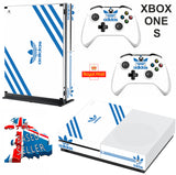 ADIDAS WHITE & BLUE XBOX ONE S (SLIM) *TEXTURED VINYL ! * PROTECTIVE SKIN DECAL WRAP