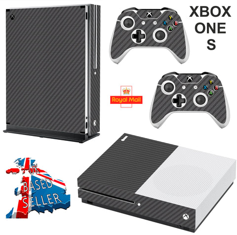 BLACK CARBON EFFECT XBOX ONE S (SLIM) *TEXTURED VINYL ! * PROTECTIVE SKIN DECAL WRAP