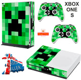 GREEN PIXELS XBOX ONE S (SLIM) *TEXTURED VINYL ! * PROTECTIVE SKIN DECAL WRAP