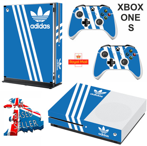 ADIDAS BLUE XBOX ONE S (SLIM) *TEXTURED VINYL ! * PROTECTIVE SKIN DECAL WRAP