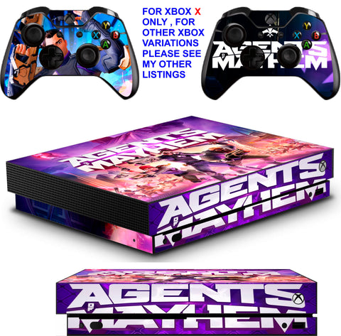 AGENTS OF MAYHEM XBOX ONE X *TEXTURED VINYL ! * PROTECTIVE SKINS DECALS STICKERS