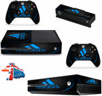 ADIDAS BLACK & BLUE XBOX ONE *TEXTURED VINYL ! *PROTECTIVE VINYL SKIN DECAL WRAP