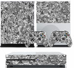 BLACK & WHITE STICKER BOMB XBOX ONE S (SLIM) *TEXTURED VINYL ! * PROTECTIVE SKIN DECAL WRAP