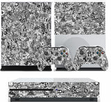 BLACK & WHITE STICKER BOMB XBOX ONE S (SLIM) *TEXTURED VINYL ! * PROTECTIVE SKIN DECAL WRAP