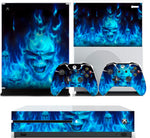 BLUE FLAMING SKULL BOMB XBOX ONE S (SLIM) *TEXTURED VINYL ! * PROTECTIVE SKIN DECAL WRAP