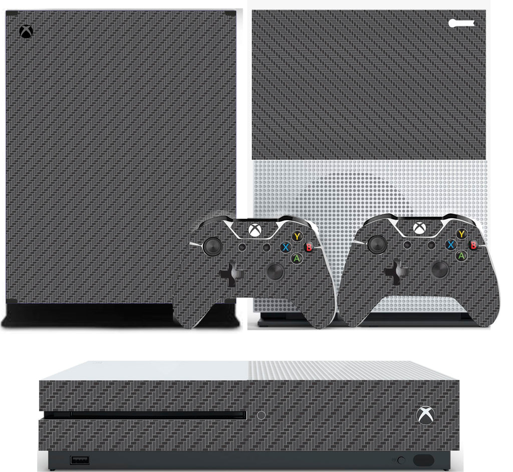 BLACK CARBON EFFECT XBOX ONE S SLIM TEXTURED VINYL PROTECTIVE SKIN DECAL WRAP